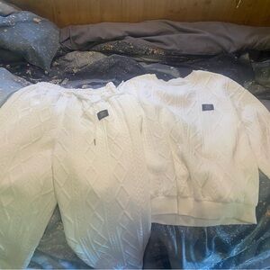 White Cable Knit Sweater and Pants Set
